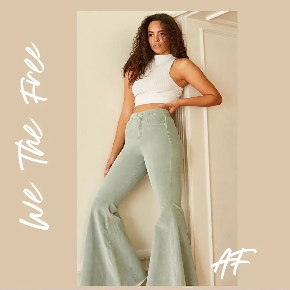 WE THE FREE CURVY HIGH-RISE BACK LACE CORDS MOSS